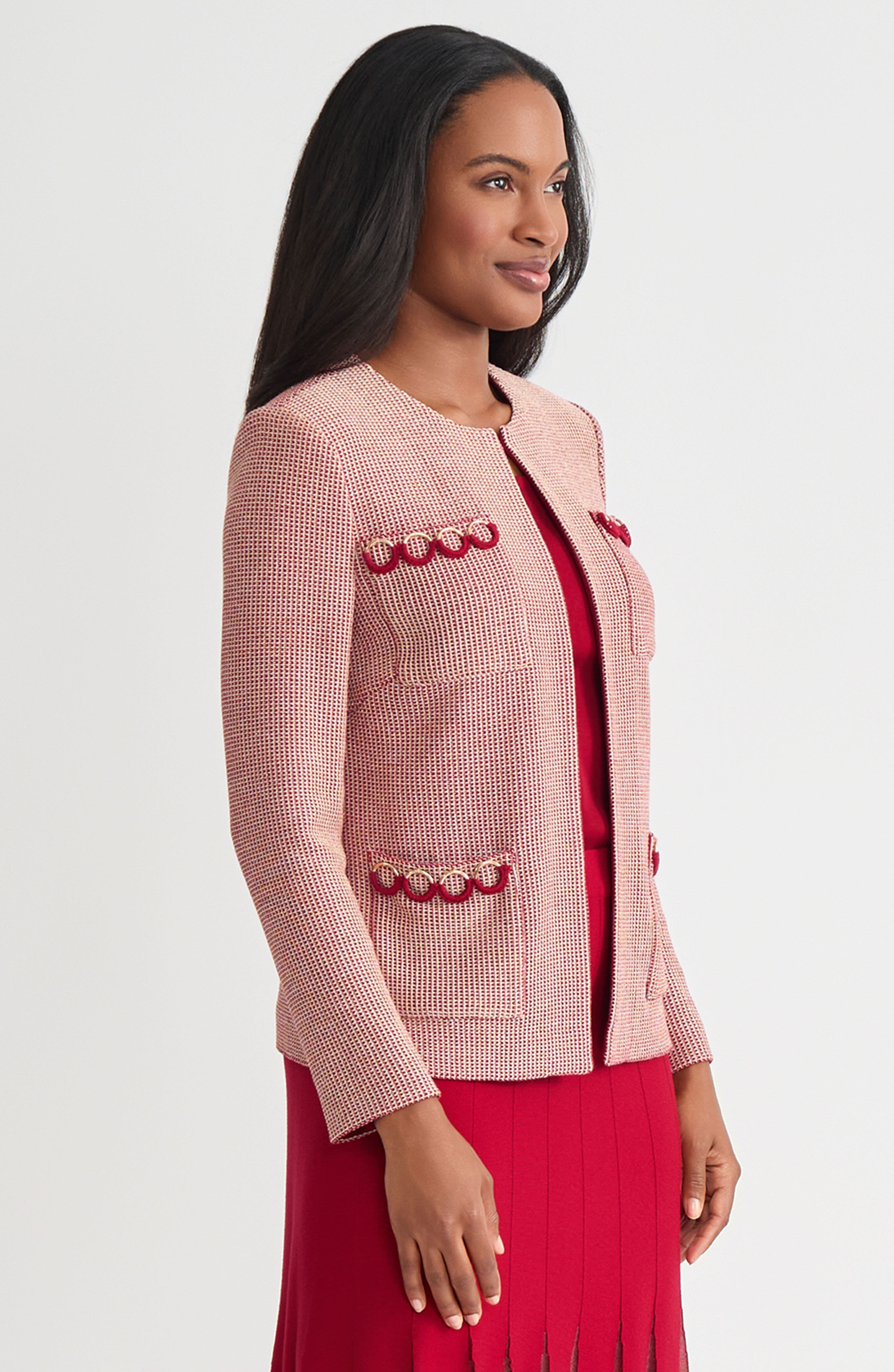 Hertiage Lurex Ring Trim Knit Jacket - image 2