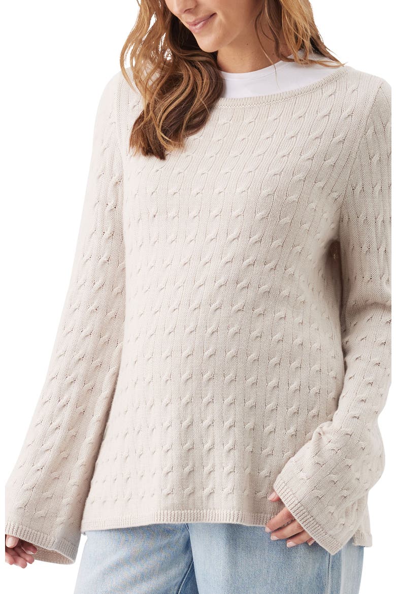 Carla Cable Maternity/Nursing Knit Sweater, Alternate, color, Fawn