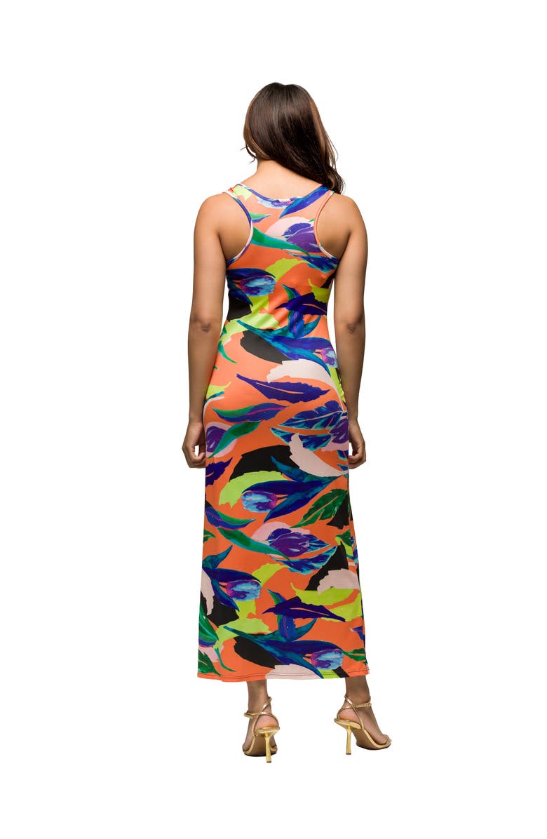 24seven Comfort Apparel Maternity Multicolor Razorback Tank Casual Maxi Dress, Alternate, color, Orange Multi