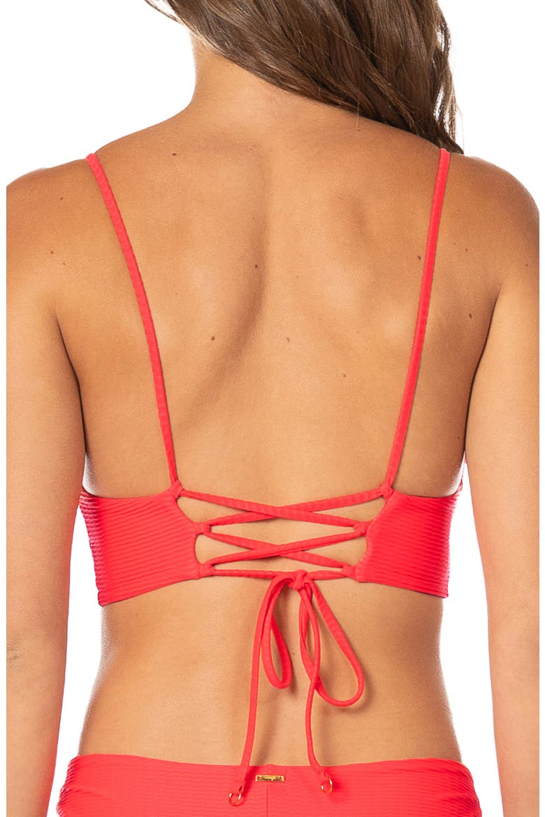 Sunset Punch Lace-Up Bikini Top, Alternate, color, BRIGHT RED