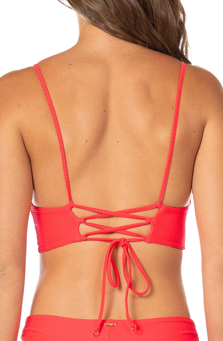 Maaji Sunset Punch Lace-Up Bikini Top, Alternate, color, Bright Red