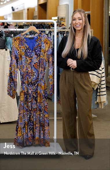 Elie Tahari The Sienna Print Long Sleeve Stretch Silk Maxi