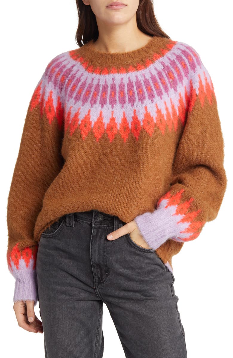 AllSaints Falka Fair Isle Oversize Sweater, Main, color,