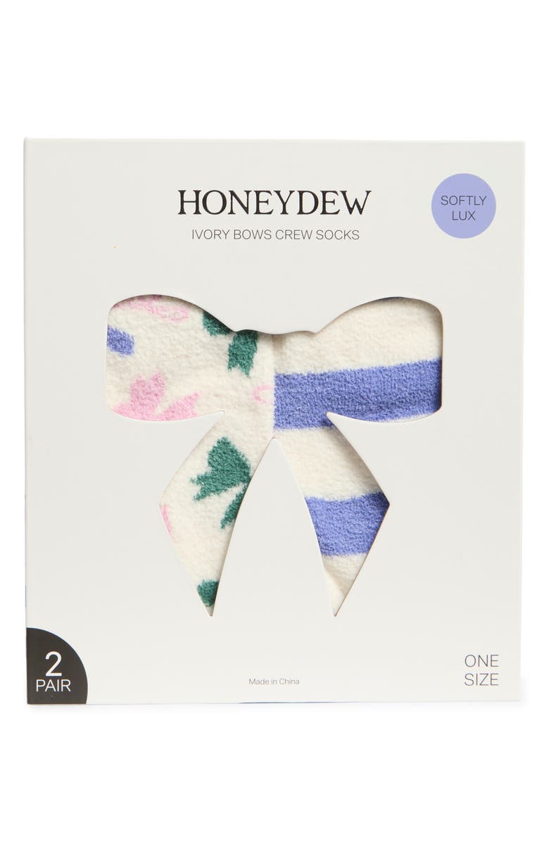 Honeydew Ivory Bows 2-Pack Butter Socks, Alternate, color, Ivory