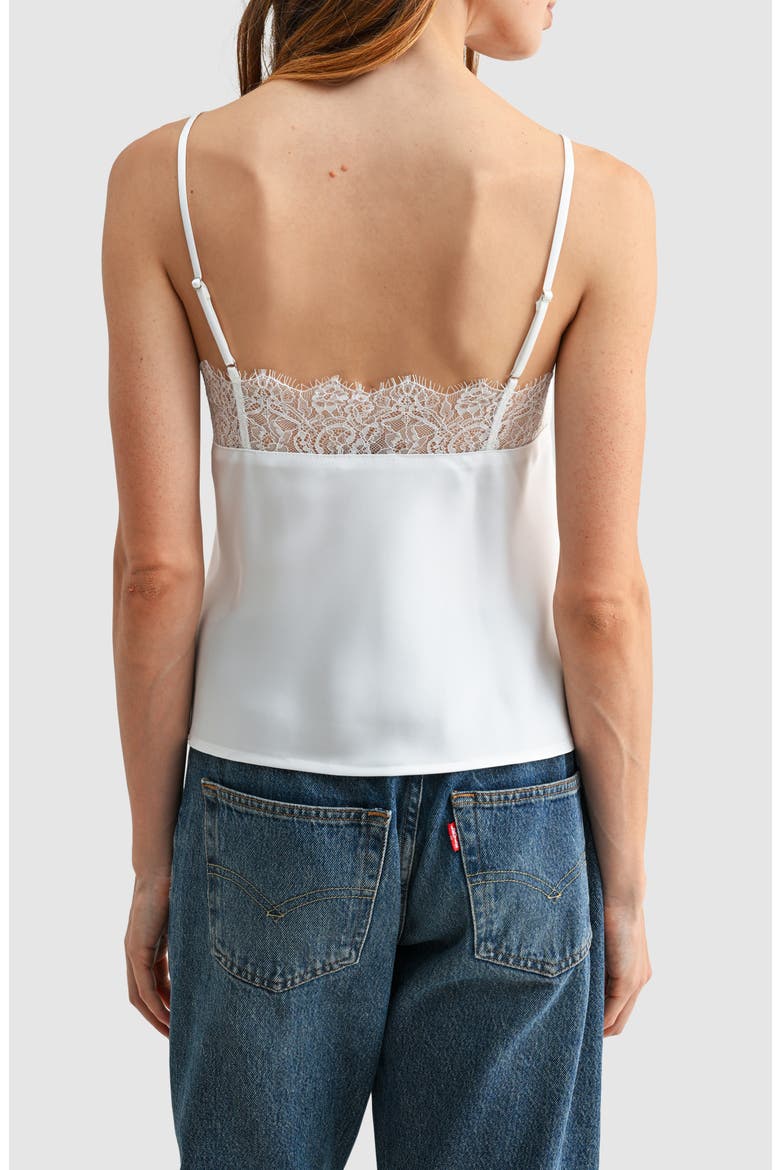 Lace Trim V-Neck Satin Camisole, Alternate, color, IVORY