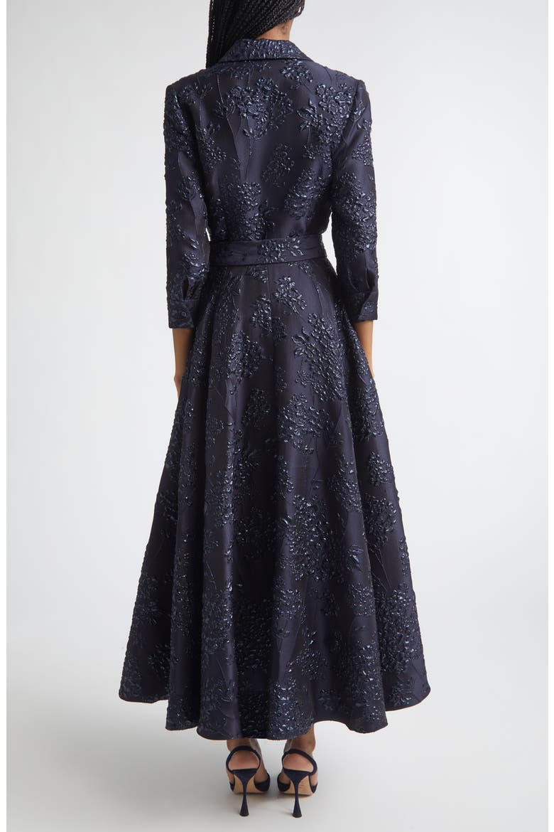Metallic Floral Jacquard Trench Dress, Alternate, color, MIDNIGHT