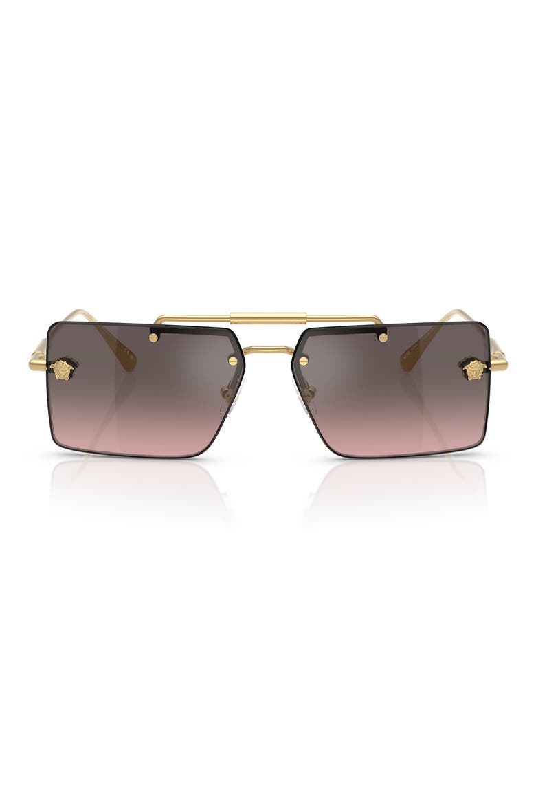 60mm Gradient Rectangular Sunglasses, Main, color, GOLD