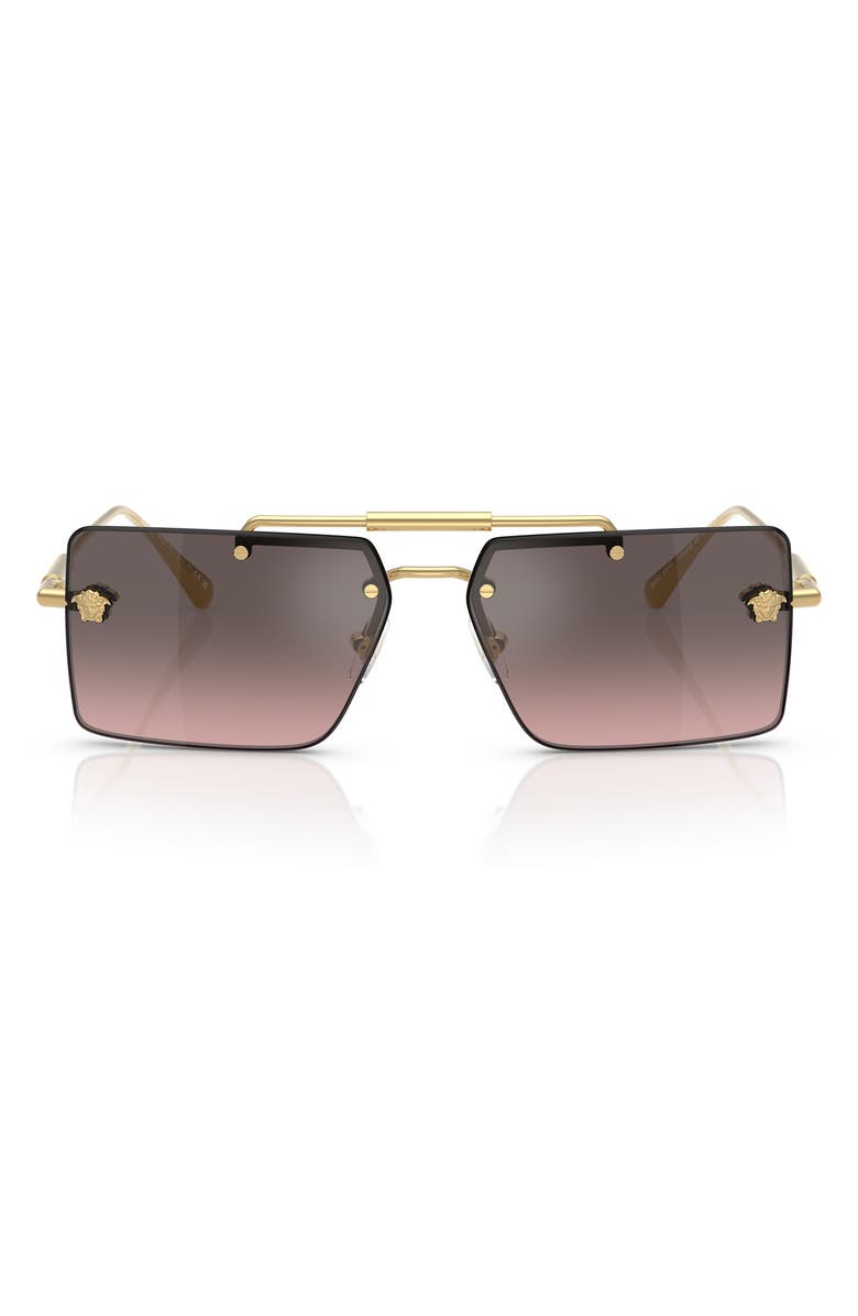 Versace 60mm Gradient Rectangular Sunglasses, Main, color, 
