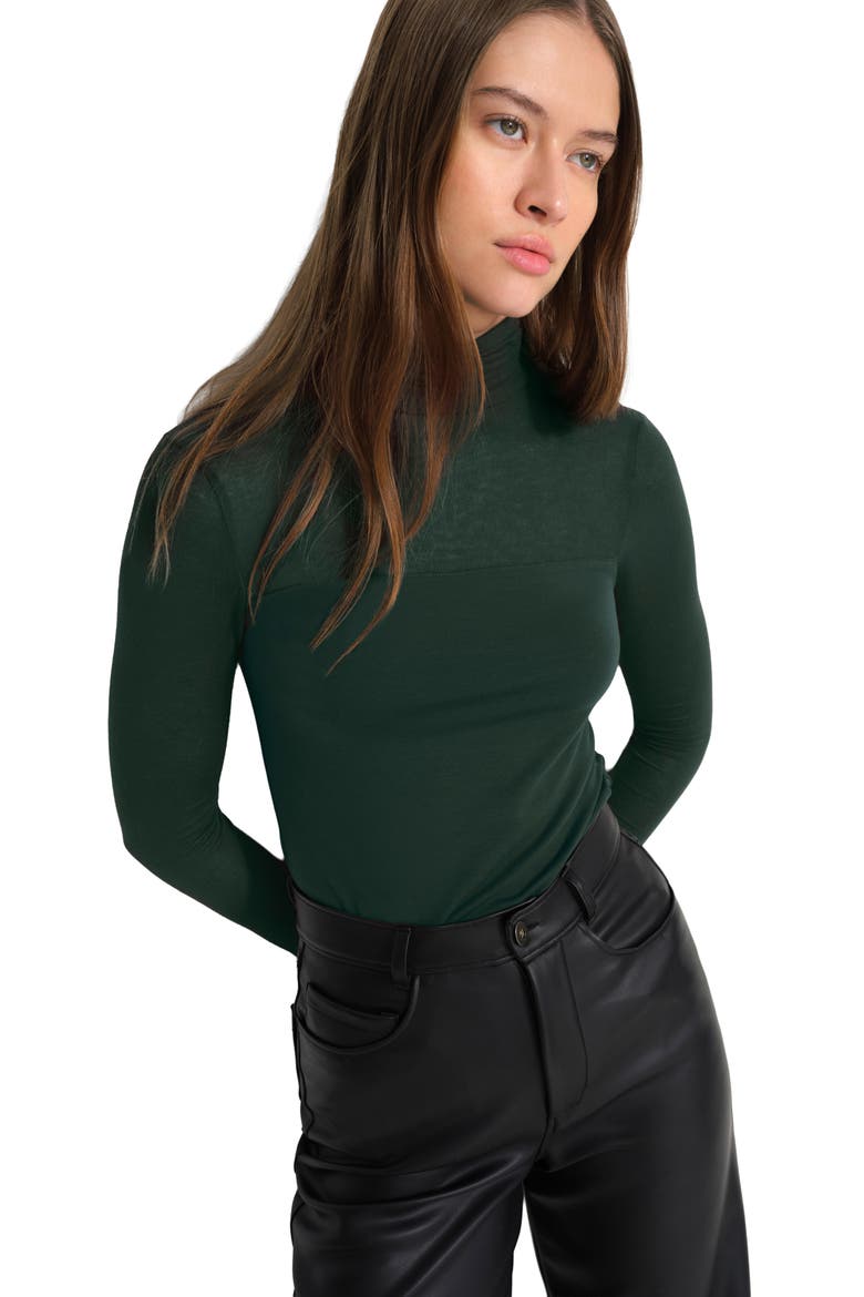 Cara Turtleneck Top, Alternate, color, FOREST GREEN