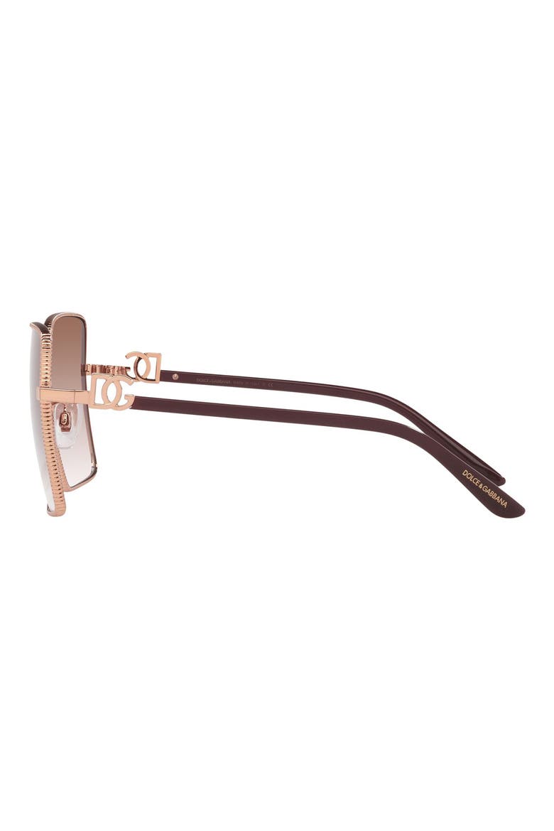 60mm Square Sunglasses, Alternate, color, PINK GOLD/ GRADIENT PINK