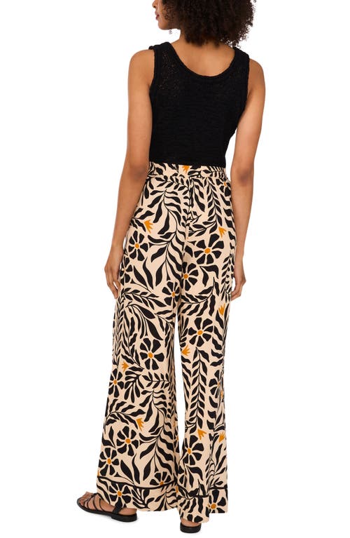 1.state Womens Roll Neck Tank Top Floral Print Drawstring Waist Wide Leg Pants