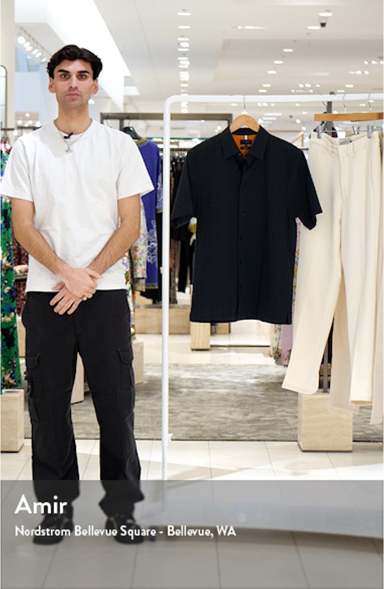 Verdon Relaxed Fit Solid Short Sleeve Cotton Seersucker Button-Up Shirt, sales video thumbnail