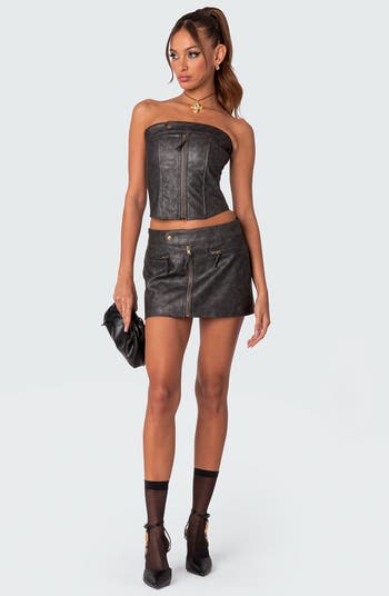 Faux Leather Corset Top