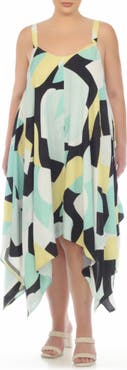 BOHO ME Print Handkerchief Hem Maxi Dress