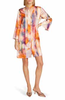 Robert Graham Brenna Tie Neck Long Sleeve Shift Dress