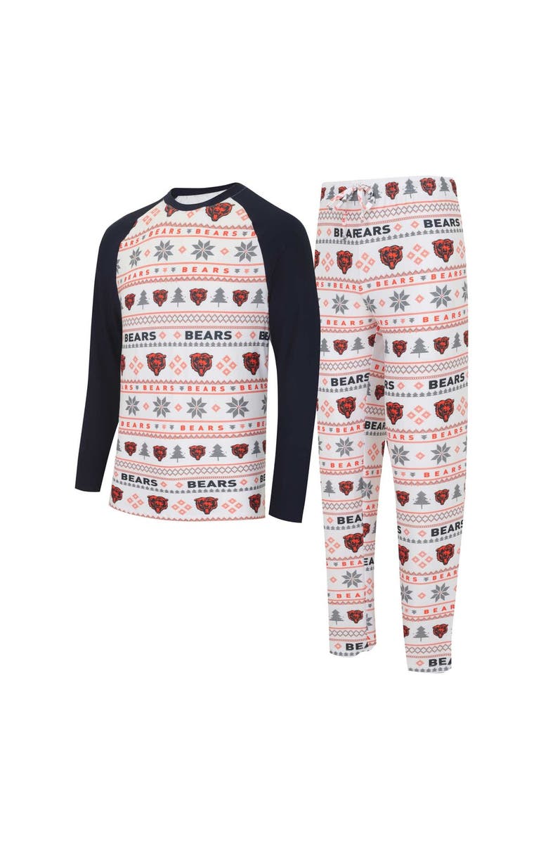 CONCEPTS SPORT Men's Concepts Sport White/Navy Chicago Bears Tinsel Raglan Long Sleeve T-Shirt & Pants Sleep Set, Main, color, 