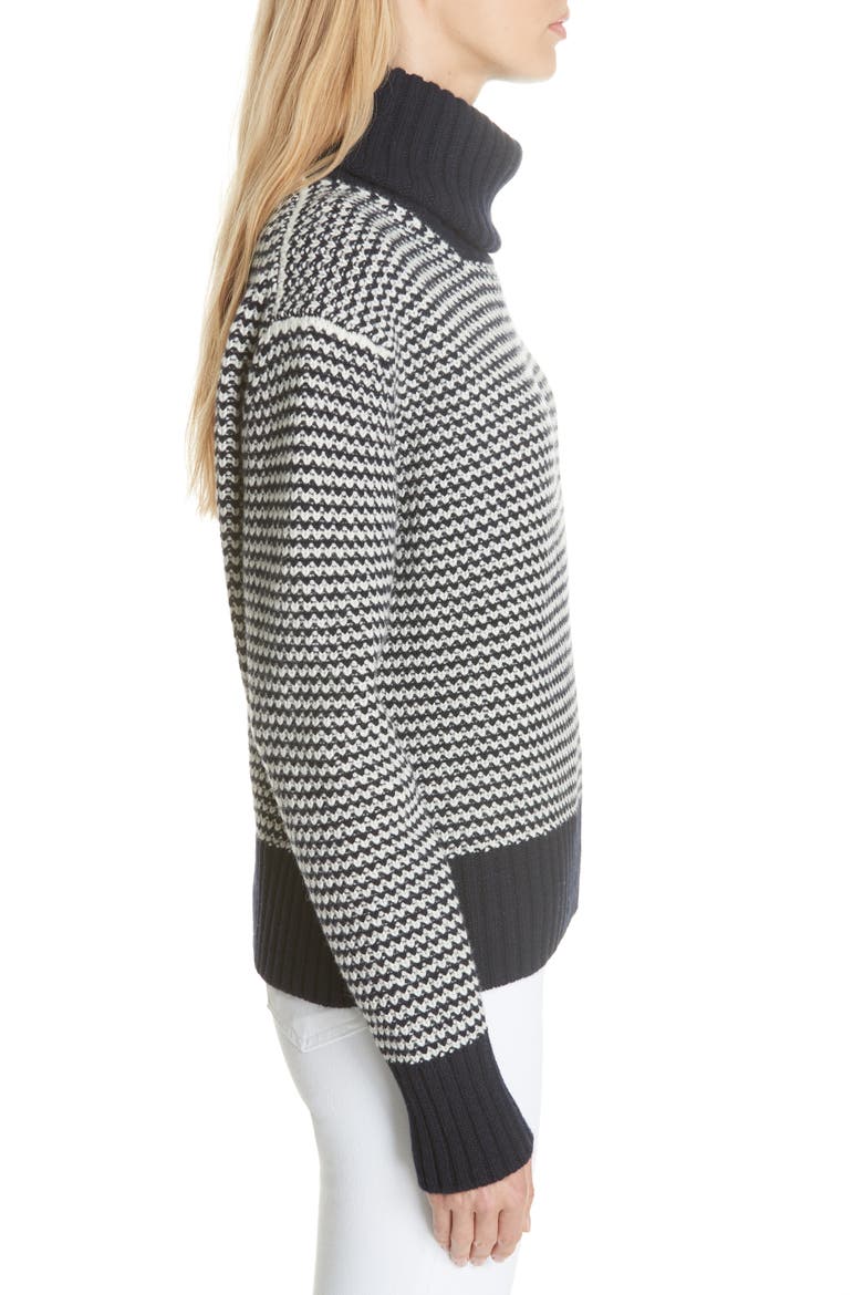 Roshin Textured Roll Neck Wool Sweater, Alternate, color, NAVY/ ECRU