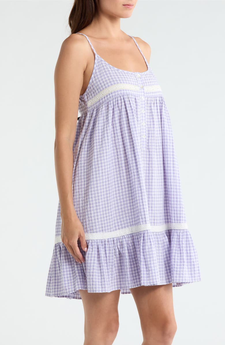 Papinelle Seersucker Ginngham Nightgown, Alternate, color, Soft Lavender