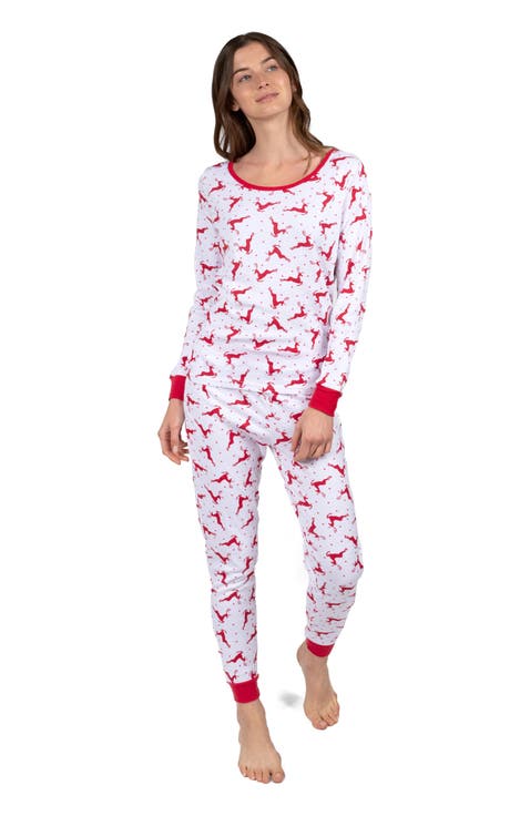 Women's Cotton Matching Family Holiday Pajamas, Reindeer & Moose Prints
