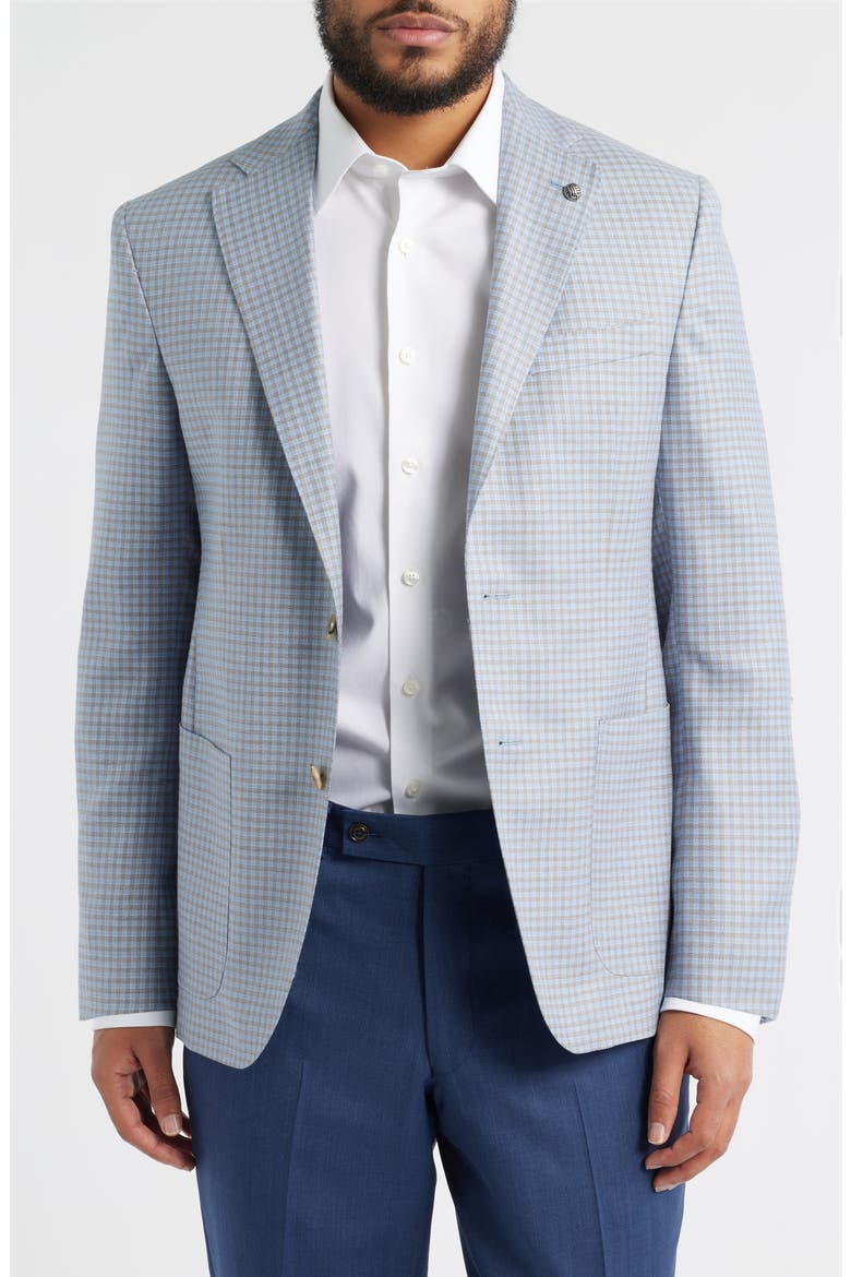 Morton Contemporary Fit Light Blue Graph Check Wool Sport Coat, Main, color, LIGHT BLUE