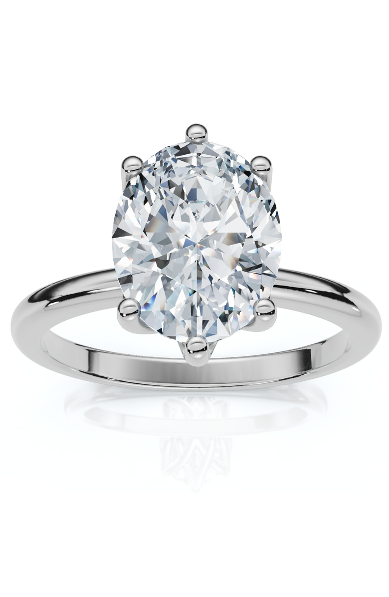 Bliss Diamond Certified 1 1/2Ct Lotus Solitaire Diamond Engagement Ring 14k Gold Lab Grown, Main, color, 14K White Gold