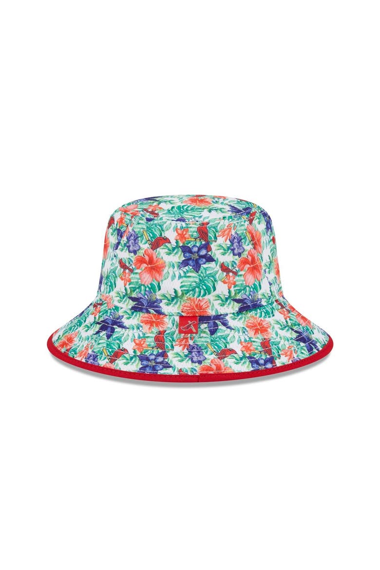 Men's New Era St. Louis Cardinals Tropic Floral Bucket Hat, Alternate, color, Red