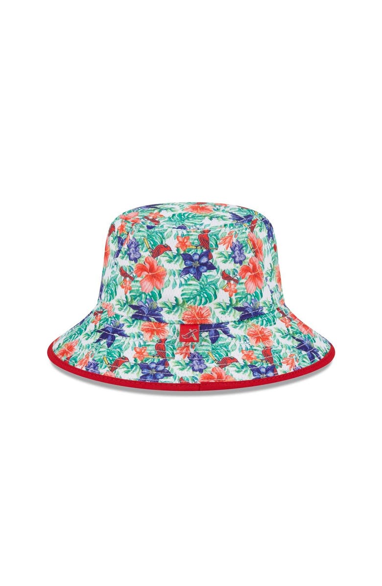 New Era Men's New Era St. Louis Cardinals Tropic Floral Bucket Hat, Alternate, color, Red