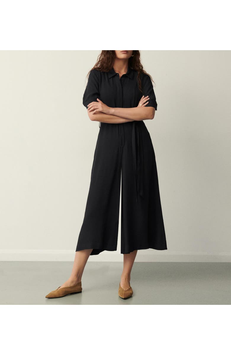 Finery London Floralie Wide Leg Cropped Jumpsuit, Alternate, color, Black