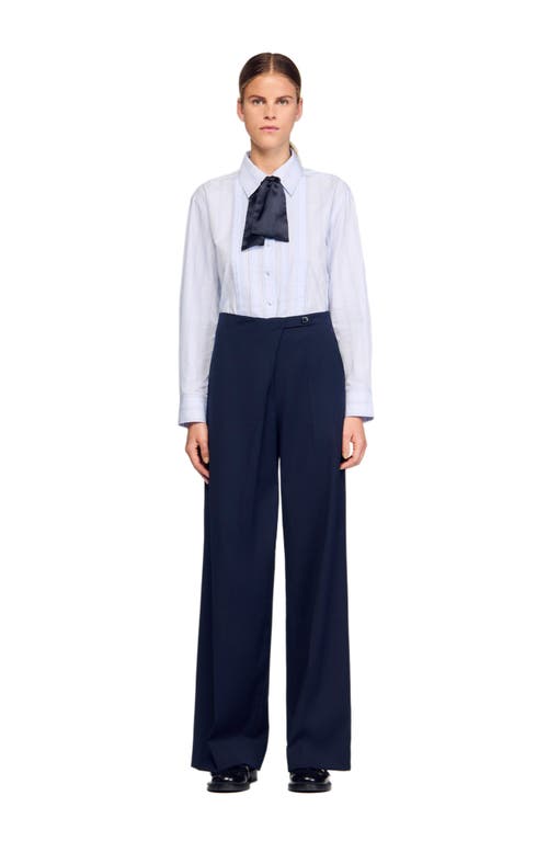 Sandro Asymmetric Straight Leg Trousers In Blue