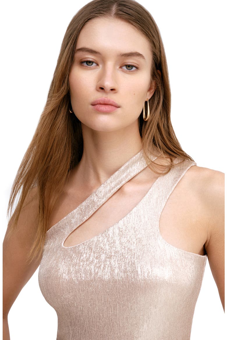 Siren Metallic One-Shoulder Jersey Top, Alternate, color, STARDUST