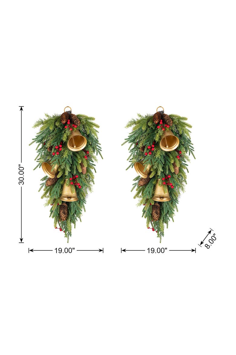 Set of 2 Christmas Deluxe Bell Dripping Teardrop, Alternate, color, Gold