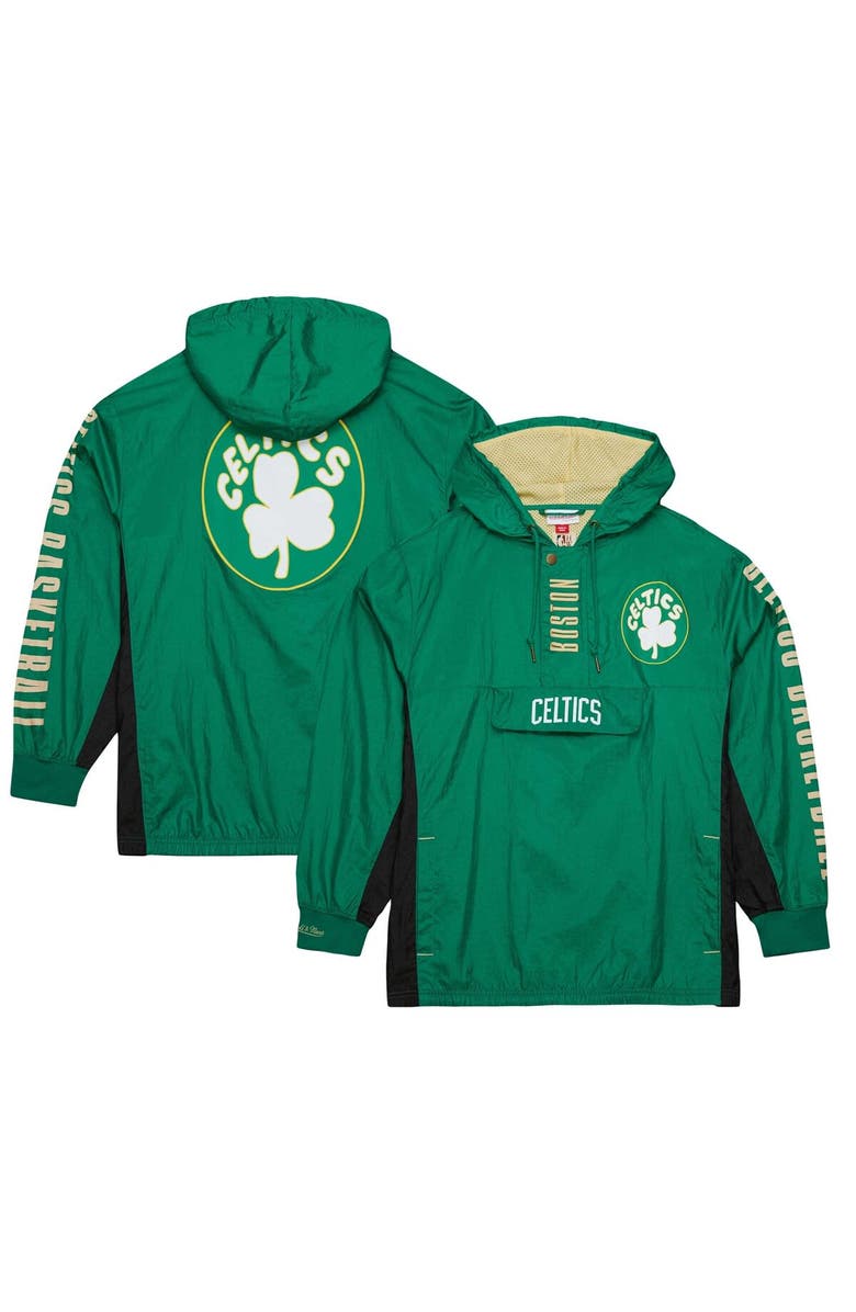 Mitchell & Ness Men's Mitchell & Ness Kelly Green Boston Celtics Big & Tall Hardwood Classics Team OG 2.0 Anorak Hoodie Quarter-Zip Windbreaker Jacket, Main, color, 