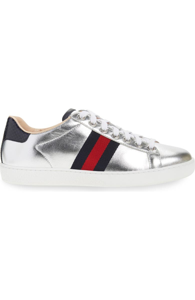 Gucci 'New Ace' Metallic Low Top Sneaker, Alternate, color,