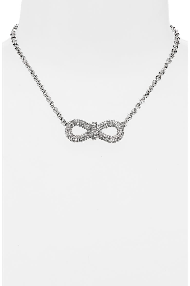 Crystal Bow Necklace, Alternate, color, SILVER
