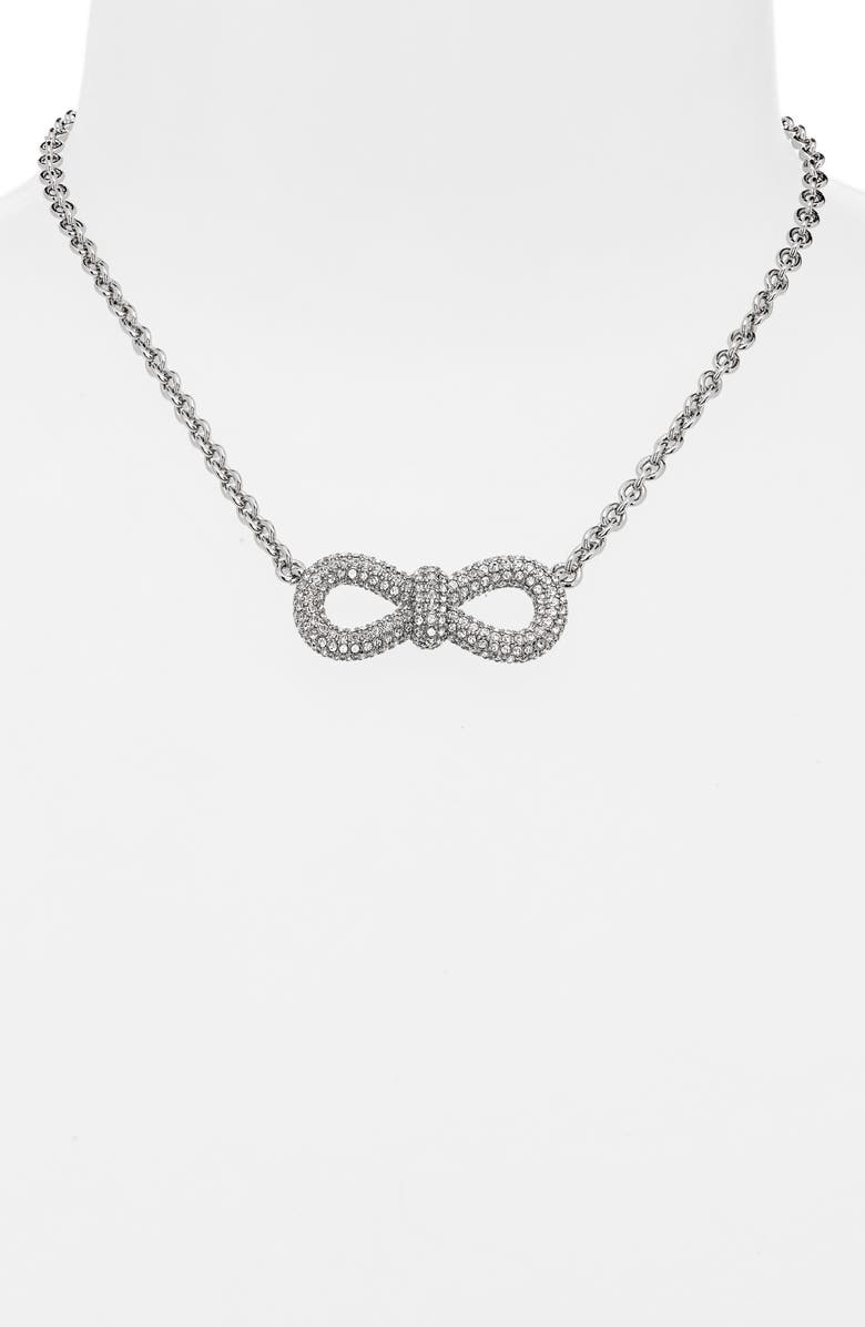 Mach & Mach Crystal Bow Necklace, Alternate, color, 