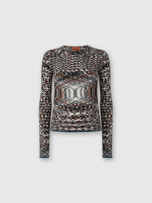 Missoni Crew Neck Sweater With Flame Pattern In Cashmere Blend In Multi