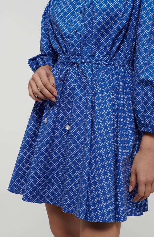 Derek Lam 10 Crosby Arbi Long Sleeve Fit & Flare Shirtdress In Cobalt Multi