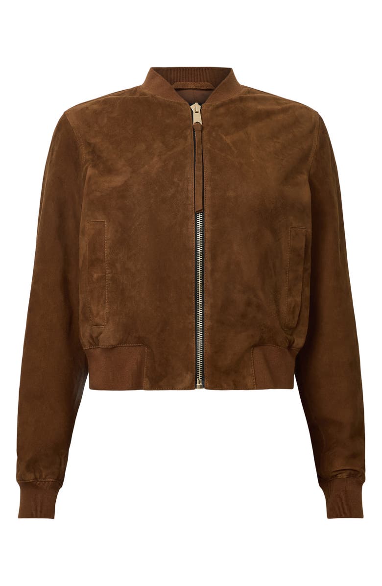 AllSaints Orten Suede Bomber Jacket, Alternate, color,