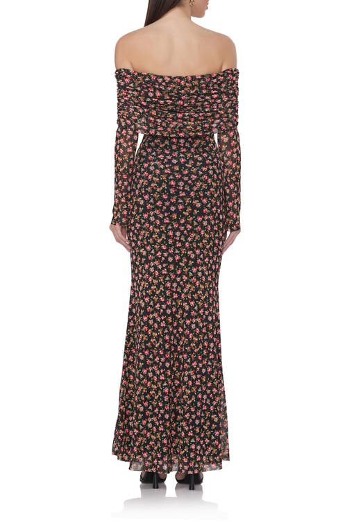AFRM AFRM THELMA PRINT OFF THE SHOULDER LONG SLEEVE MESH MAXI DRESS 