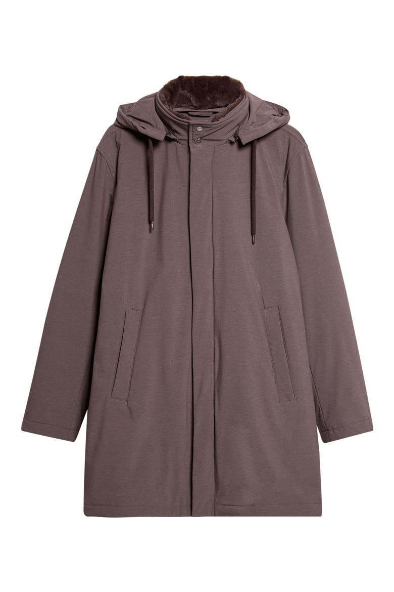 Comfort Stretch Longline Parka with Removable Hood, Alternate, color, 8800 CHOCOLATE BROWN