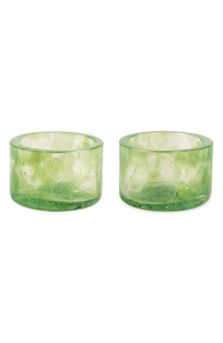 Stories of Italy Set of 2 Watercolor Jade Tealight Candleholders, Main, color, 