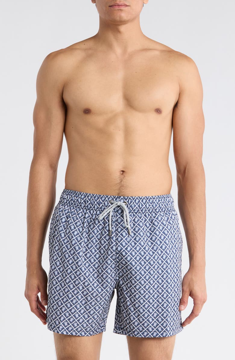 Vintage Summer 4-Way Stretch Volley Swim Trunks, Main, color, Navy