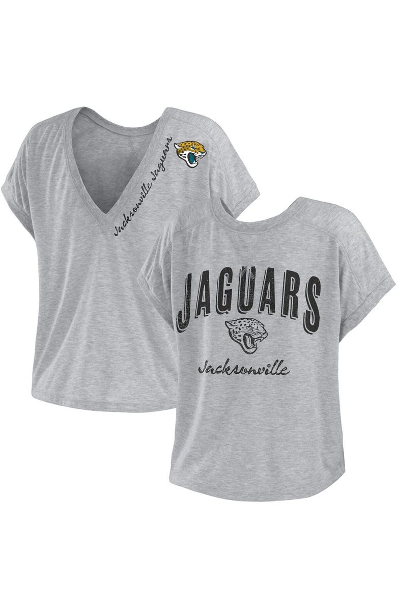 WEAR by Erin Andrews Women's WEAR by Erin Andrews Heather Gray Jacksonville Jaguars Reversible T-Shirt, Alternate, color, 