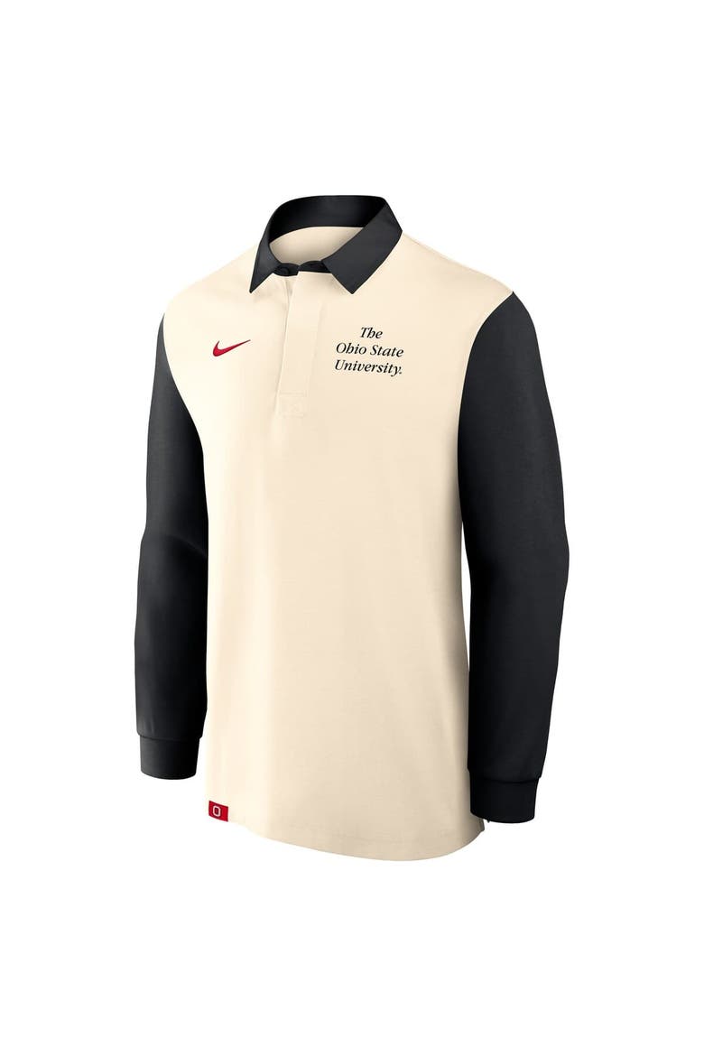 Men's Nike Tan/Black Ohio State Buckeyes Rugby Long Sleeve Shirt, Alternate, color, Tan