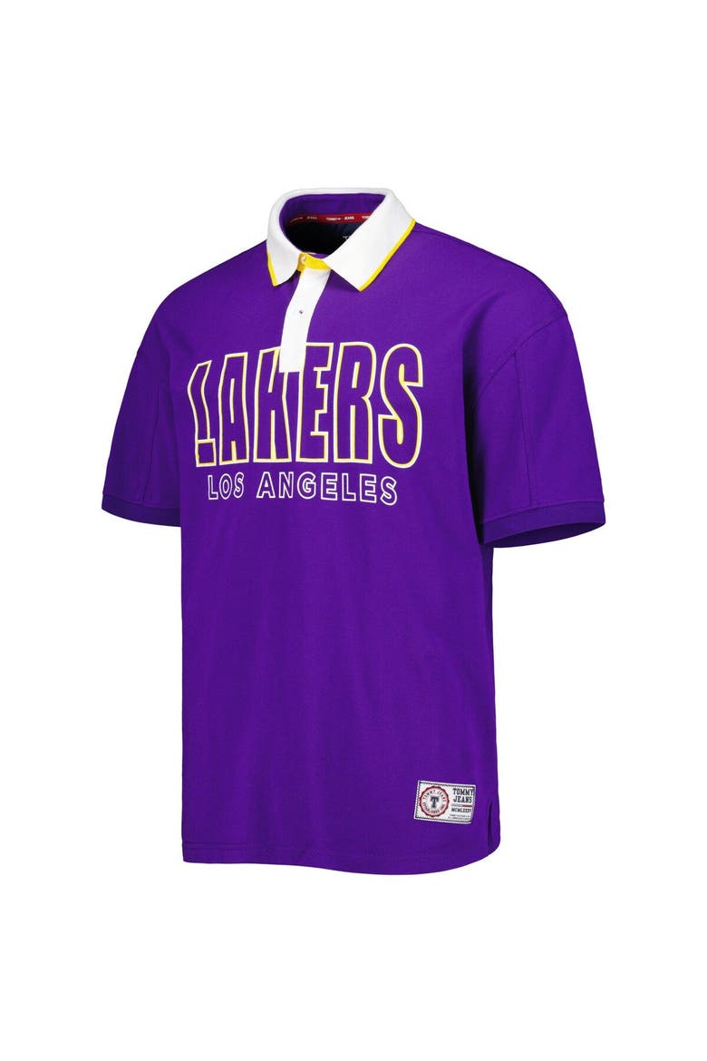 Men's Tommy Jeans Purple Los Angeles Lakers Stanley Pique Polo, Alternate, color, Purple