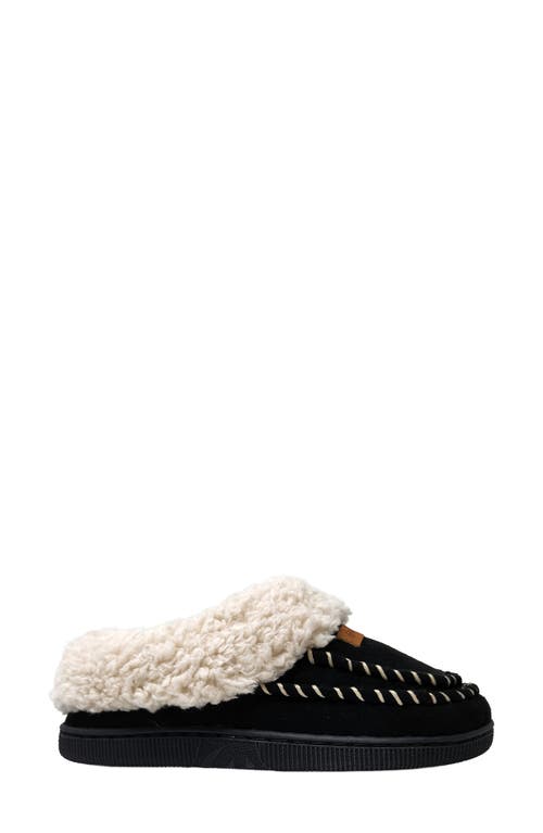 Gaahuu Double Stitched Faux Shearling Lined Slipper In Black
