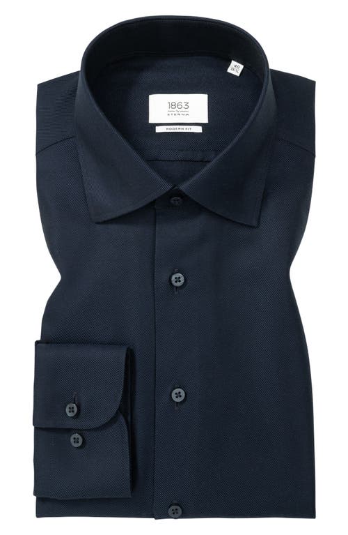 1863 By Eterna Royal Twill Modern Fit Solid Non-iron Cotton Dress Shirt In Blue
