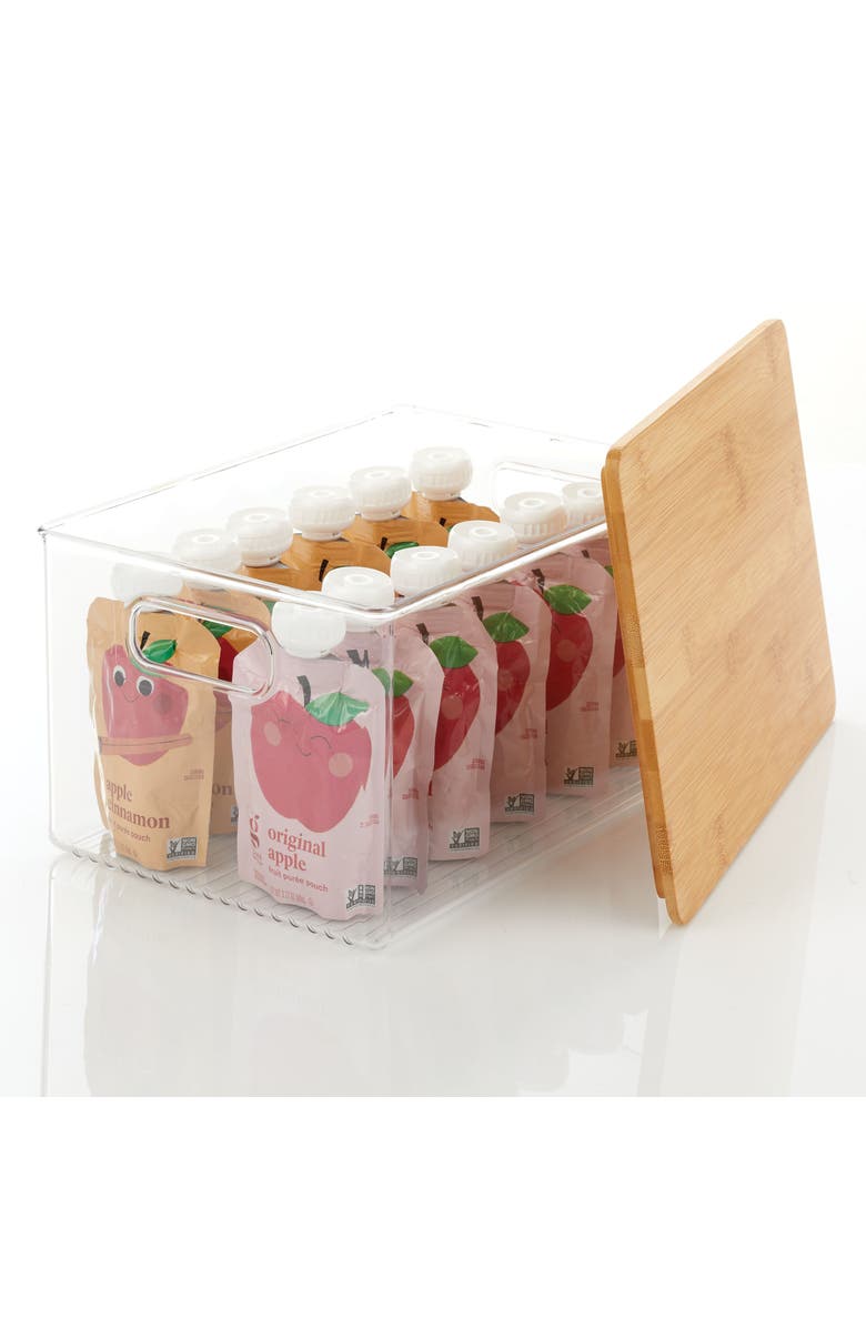 mDesign Plastic Kitchen Storage Box - Lid, Handles, 4 Pack, Clear/Natural, Alternate, color, Clear