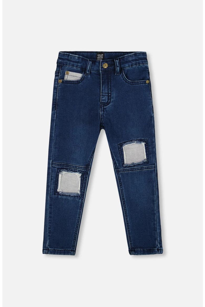 French Terry Pants with Contrasting Patch, Main, color, Blue Denim
