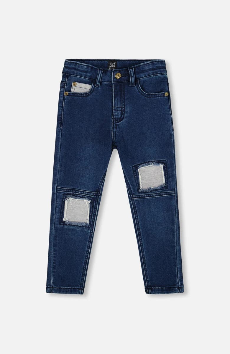 Deux par Deux French Terry Pants with Contrasting Patch, Main, color, Blue Denim